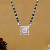 92.5 Silver with Square Solitaire  Mangalsutra  For Women